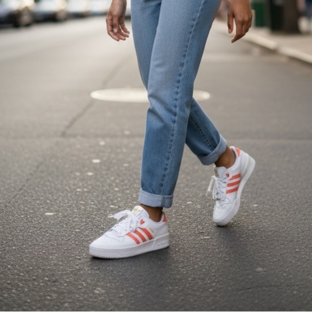 Nearly new ADIDAS Light orange striped rivalry Women's Sz 9